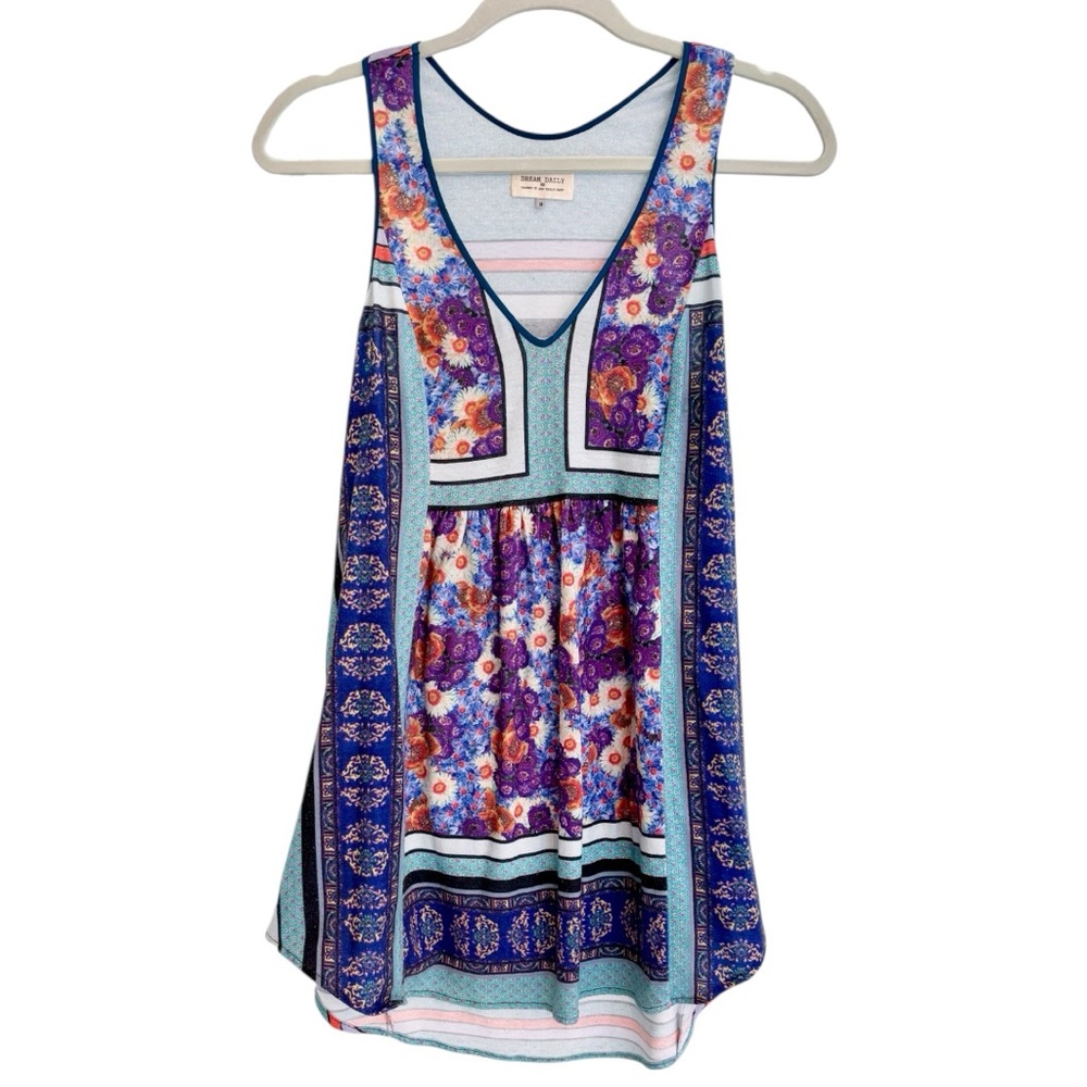 Anthropologie Dream Daily Jarmila Tunic, Floral Tank Top, Sleeveless, Flowers